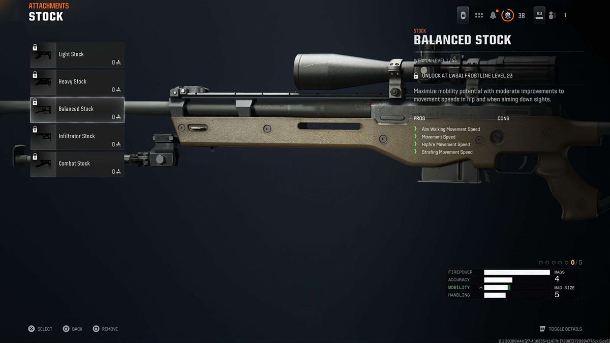 Call of Duty Black Ops 6 Balanced Stock attachment in the gunsmith