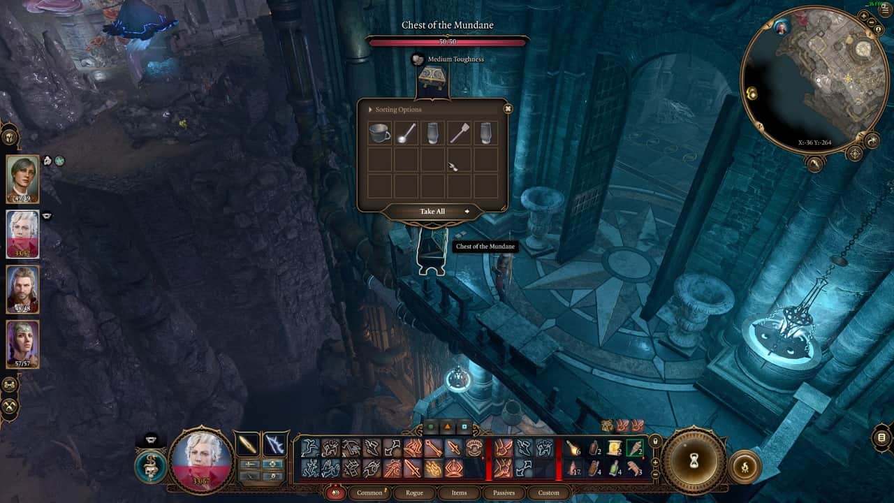 Baldur's Gate 3 Arcane Tower: An image of a character interacting with the Chest of the Mundane.