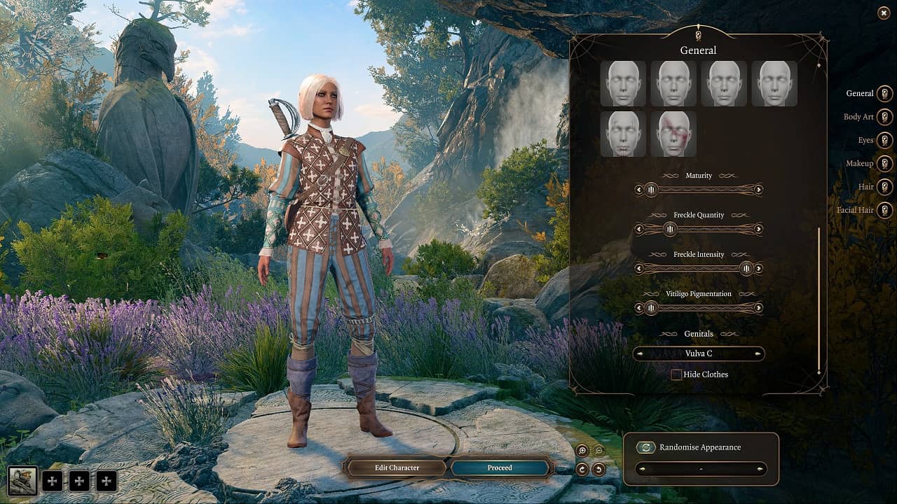 Baldur's Gate 3 change appearance: An image of the character creation process in the game.