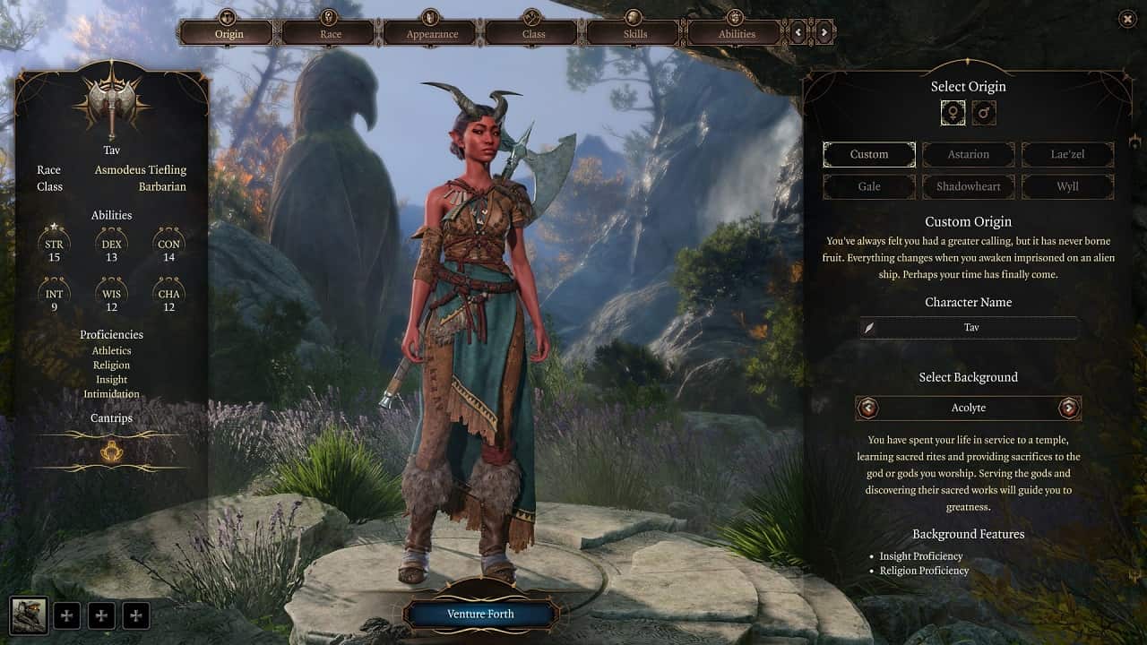 Baldur's Gate 3 character creator: An image of the character creation menu in the game with origin characters highlighted.