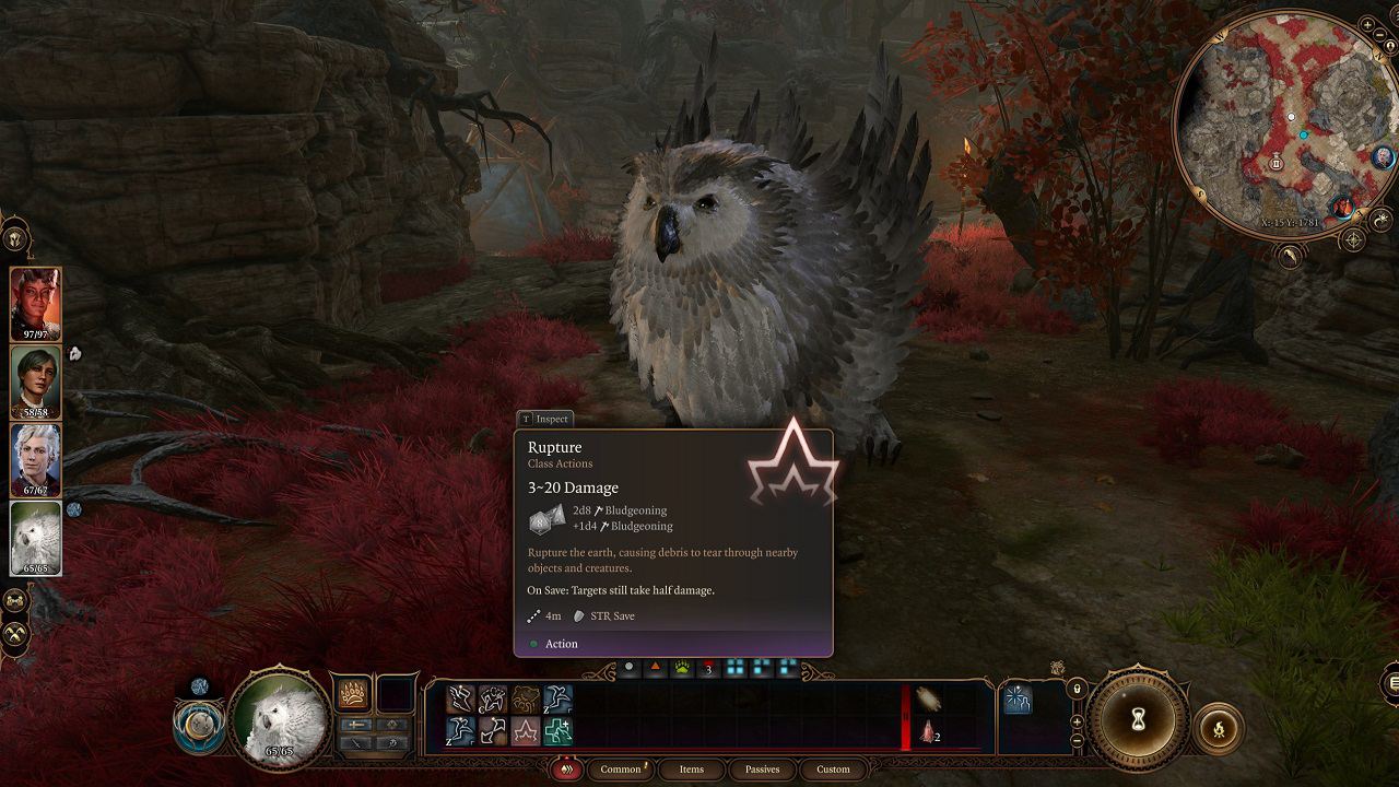 Baldur's Gate 3 Druid build: An image of a Druid in their Owlbear form in the game.