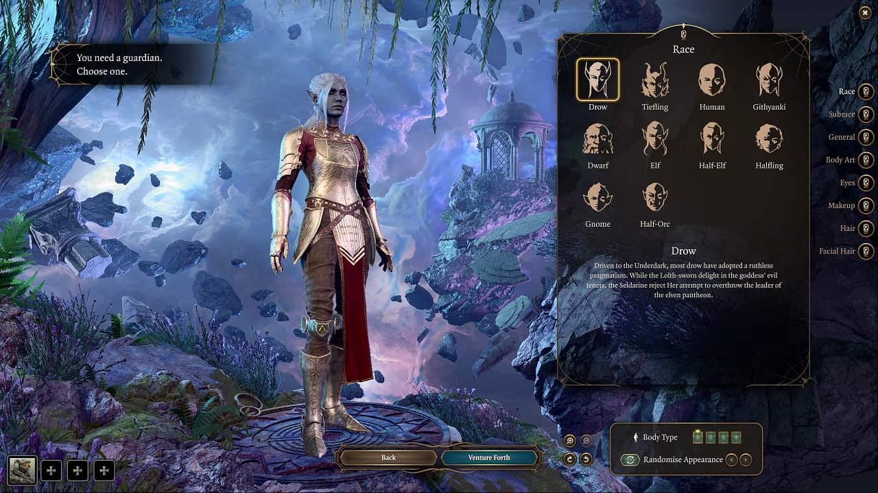 Baldur's Gate 3 Guardian: The character creation process also involves creating your guardian.