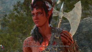Baldur's Gate 3 Karlach: An image of Karlach in the game.