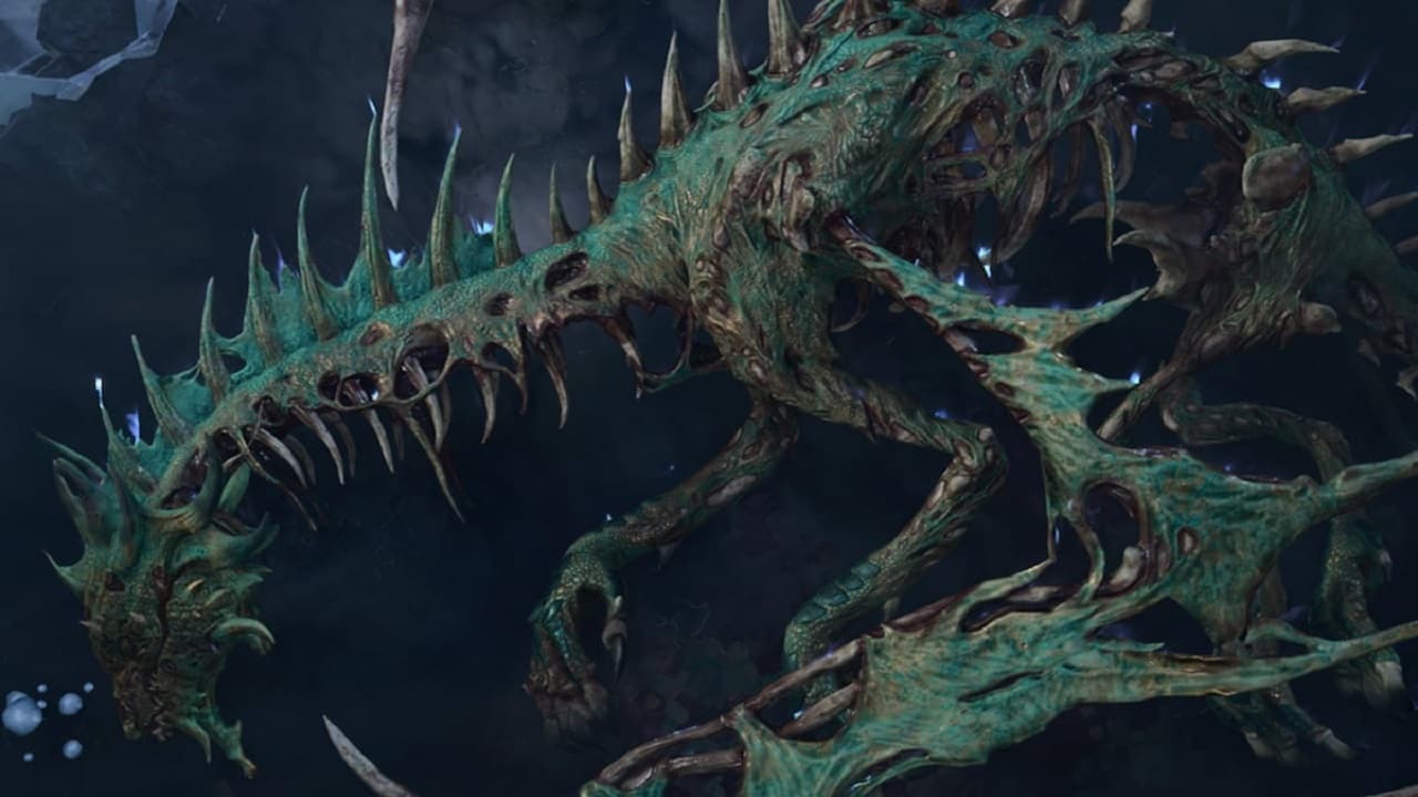 Baldur's Gate 3 Legendary items: An image of a green dragon with spikes in Baldur's Gate 3.