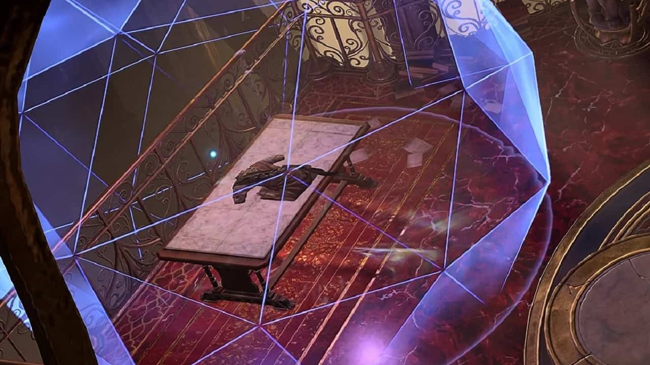Baldur's Gate 3 Legendary items: An image of an arcane barrier in Ramazith's Tower.