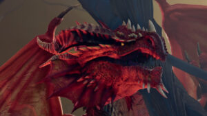 Baldur's Gate 3 mods: A red dragon in an open-mouthed pose.