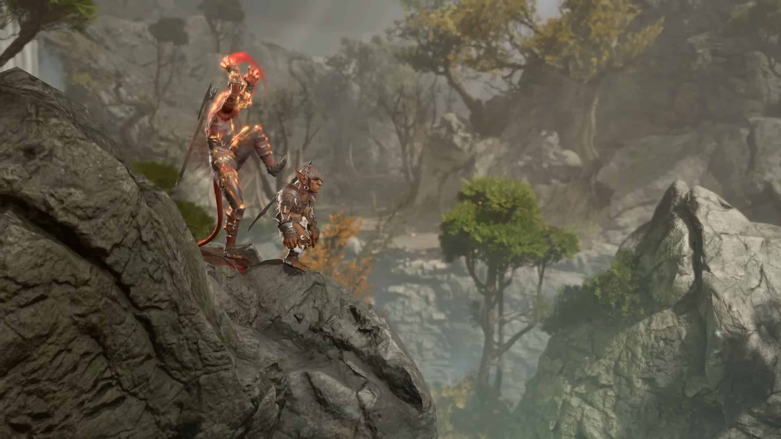 A man stands on a game cliff in baldur's gate 3