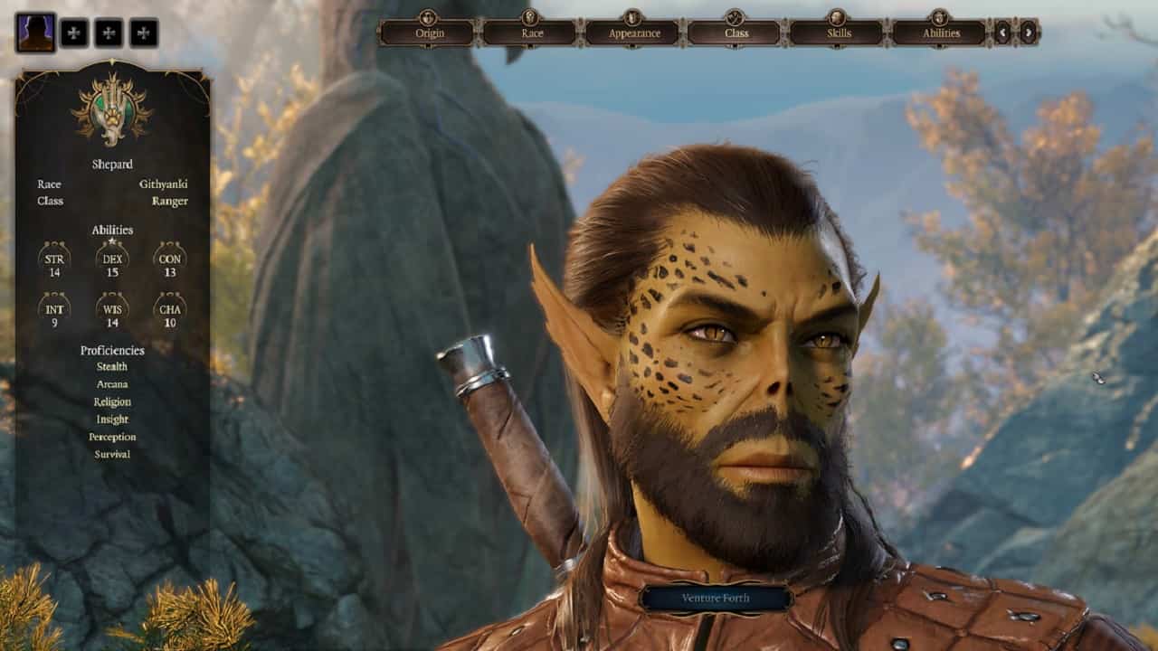Baldur's Gate 3 Races: An image of a Githyanki character in the game.