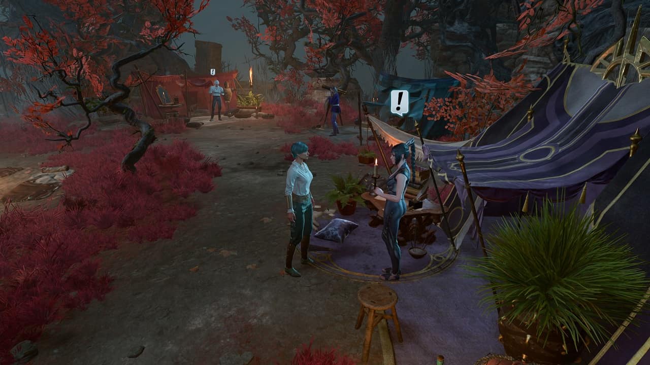 Baldur's Gate 3 how to rest: An image of the player talking to a character at the campsite in the game.
