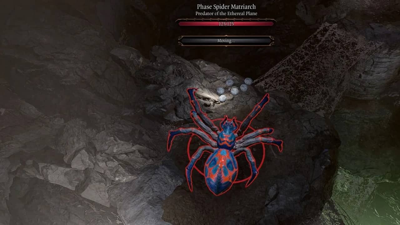 Baldur's Gate 3 Search the Cellar: An image of the Phase Spider Matriach boss in the game.