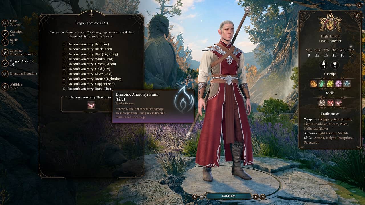 Baldur's Gate 3 Sorcerer Build: An image of a Sorcerer level up screen with the subclass feature highlighted in the game.