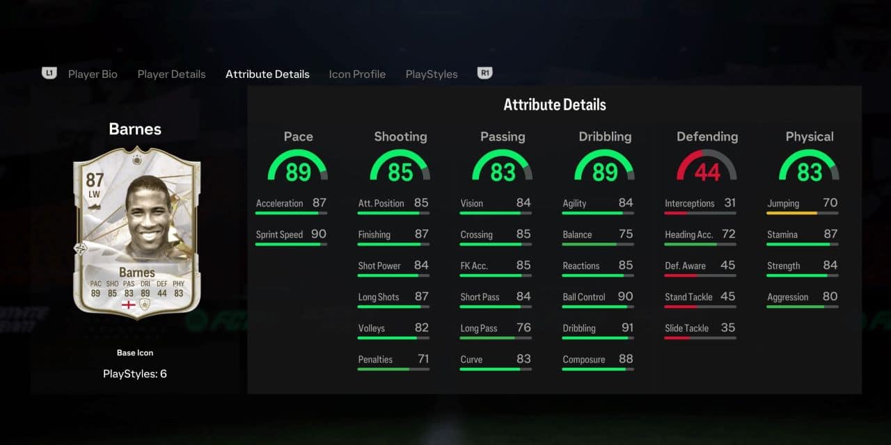 barnes icon player profile fc 24