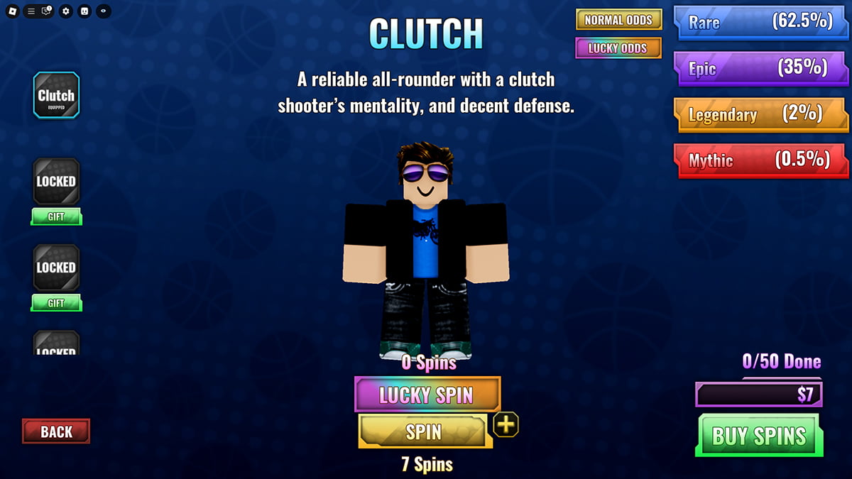 Image of the Style spin window in Basketball: Zero on Roblox.