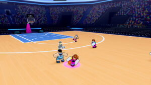 Image of players in the middle of an intense match of Basketball: Zero on Roblox while using the best Styles to win.
