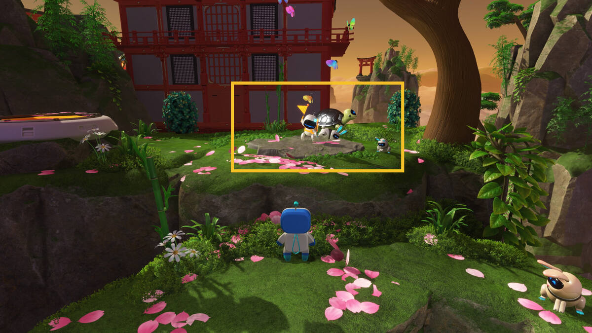 Astro Bot Slo-Mo Casino: Astro exploring the Bathhouse Battle level.