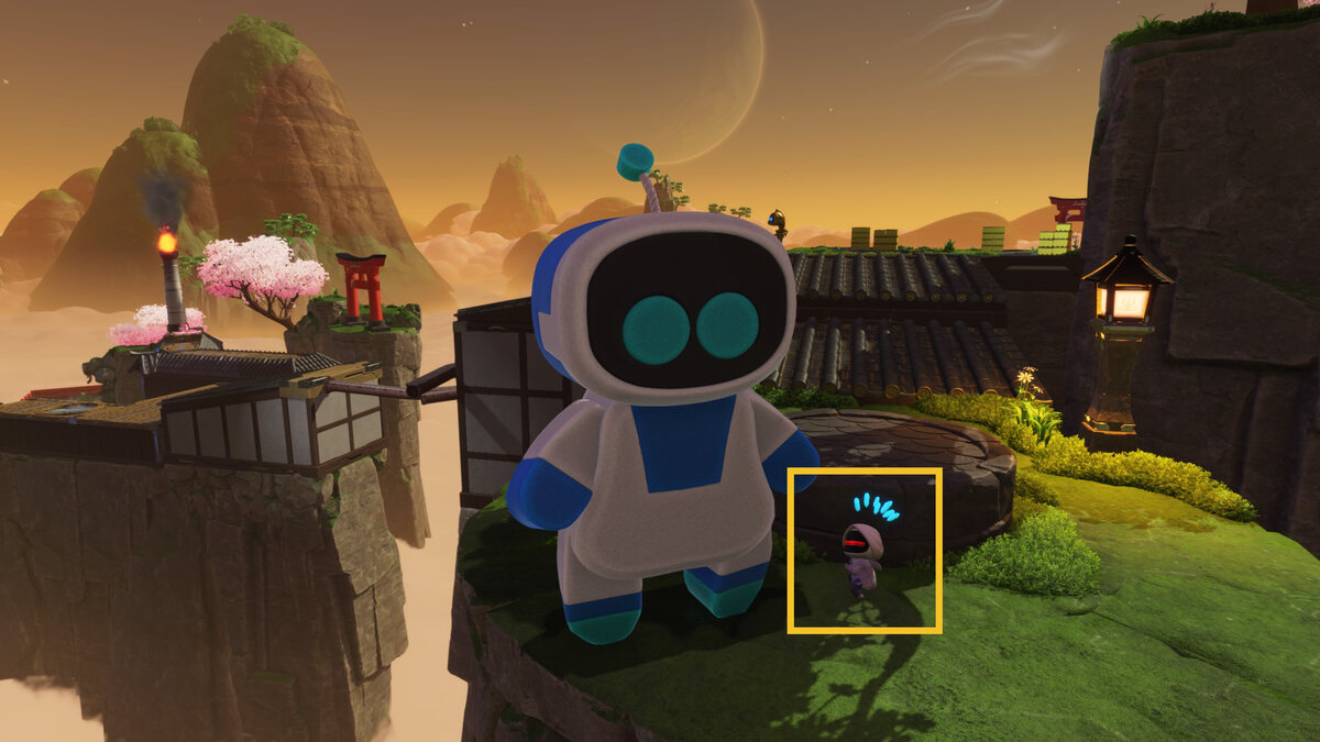 Astro Bot Slo-Mo Casino: Astro exploring the Bathhouse Battle level.