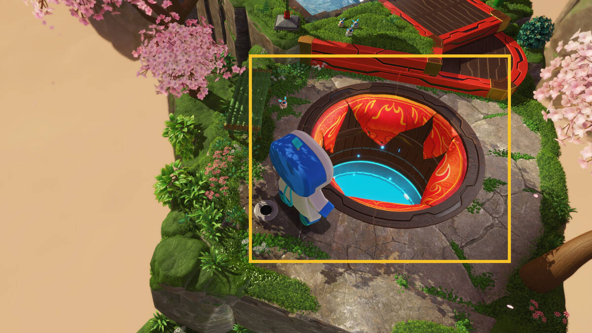 Astro Bot Slo-Mo Casino: Astro exploring the Bathhouse Battle level.