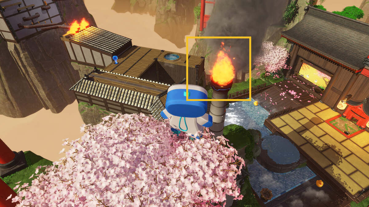 Astro Bot Slo-Mo Casino: Astro exploring the Bathhouse Battle level.