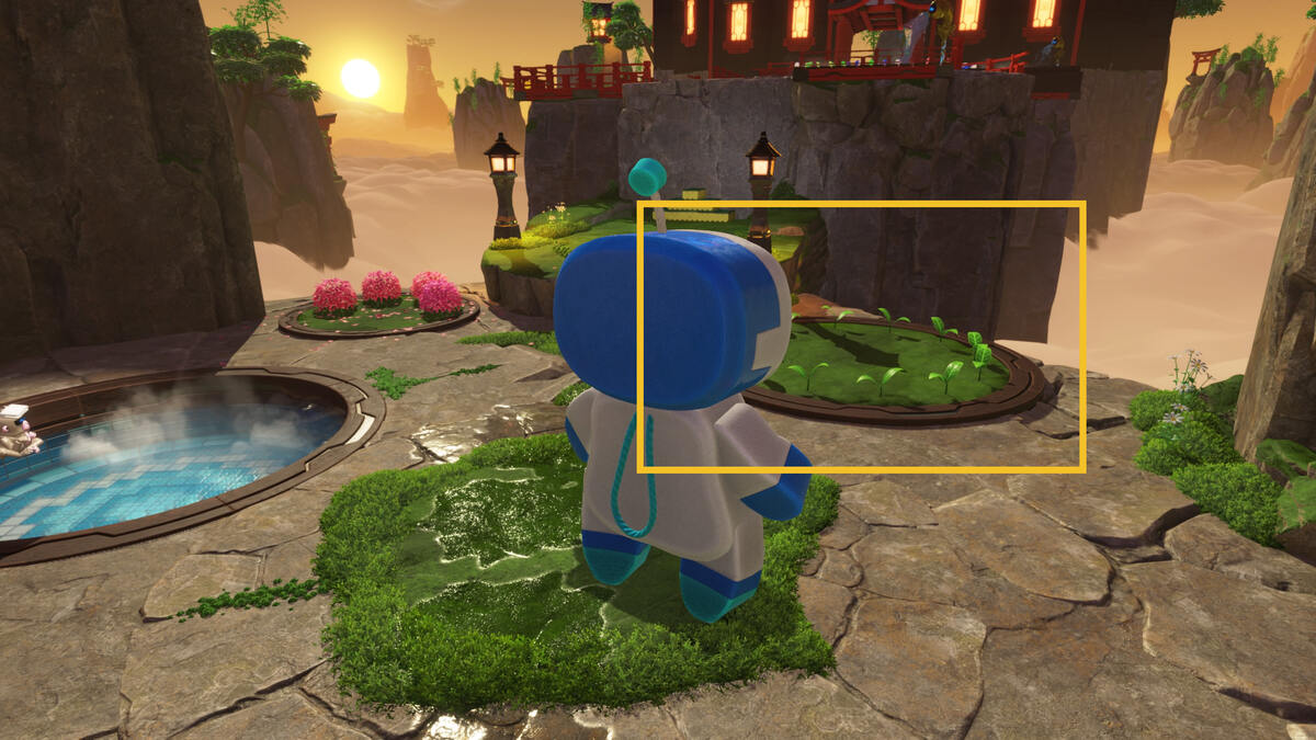 Astro Bot Slo-Mo Casino: Astro exploring the Bathhouse Battle level.