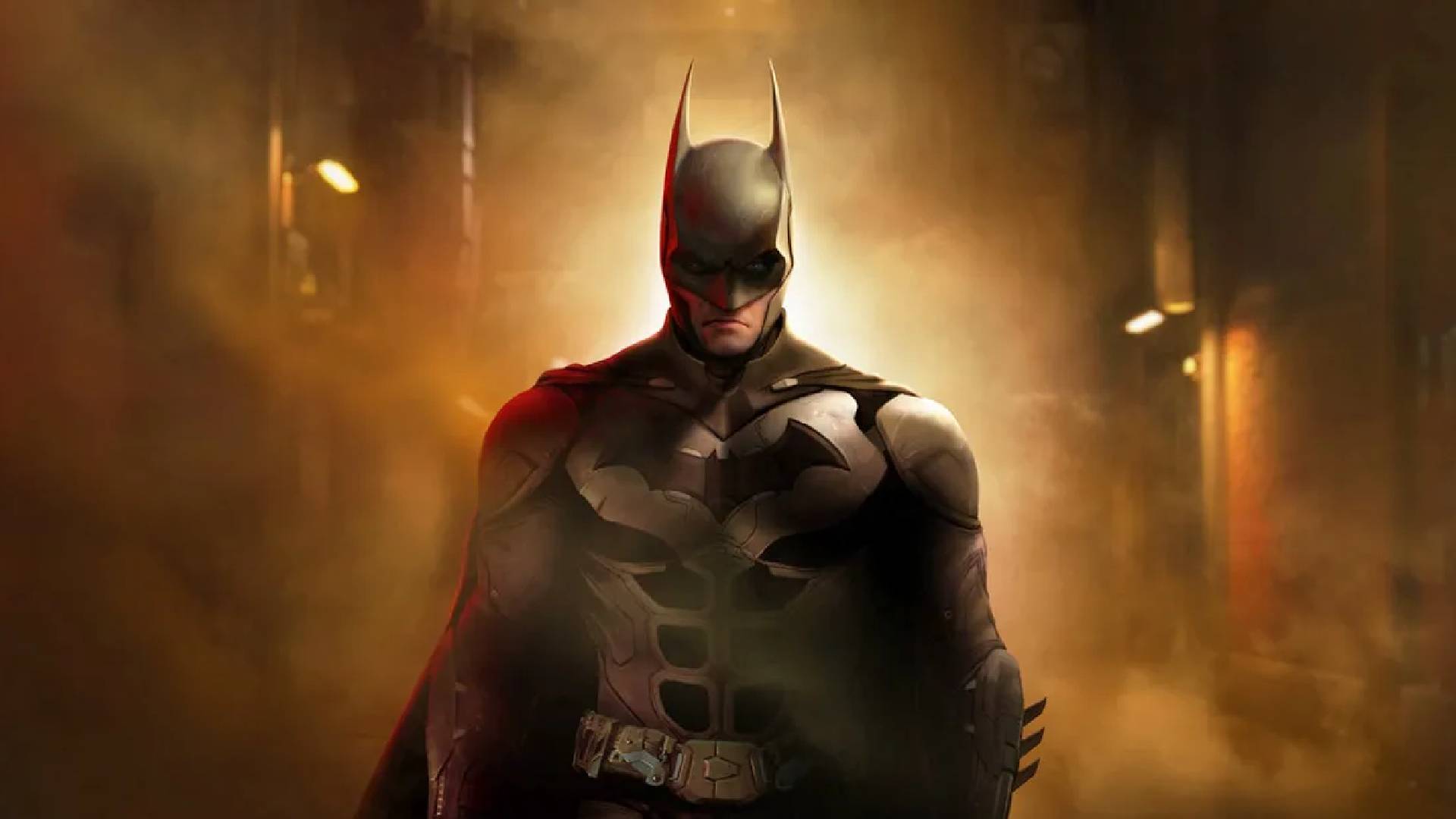 Batman Arkham Shadow keyart showing the titular Dark Knight standing in a billow of steam