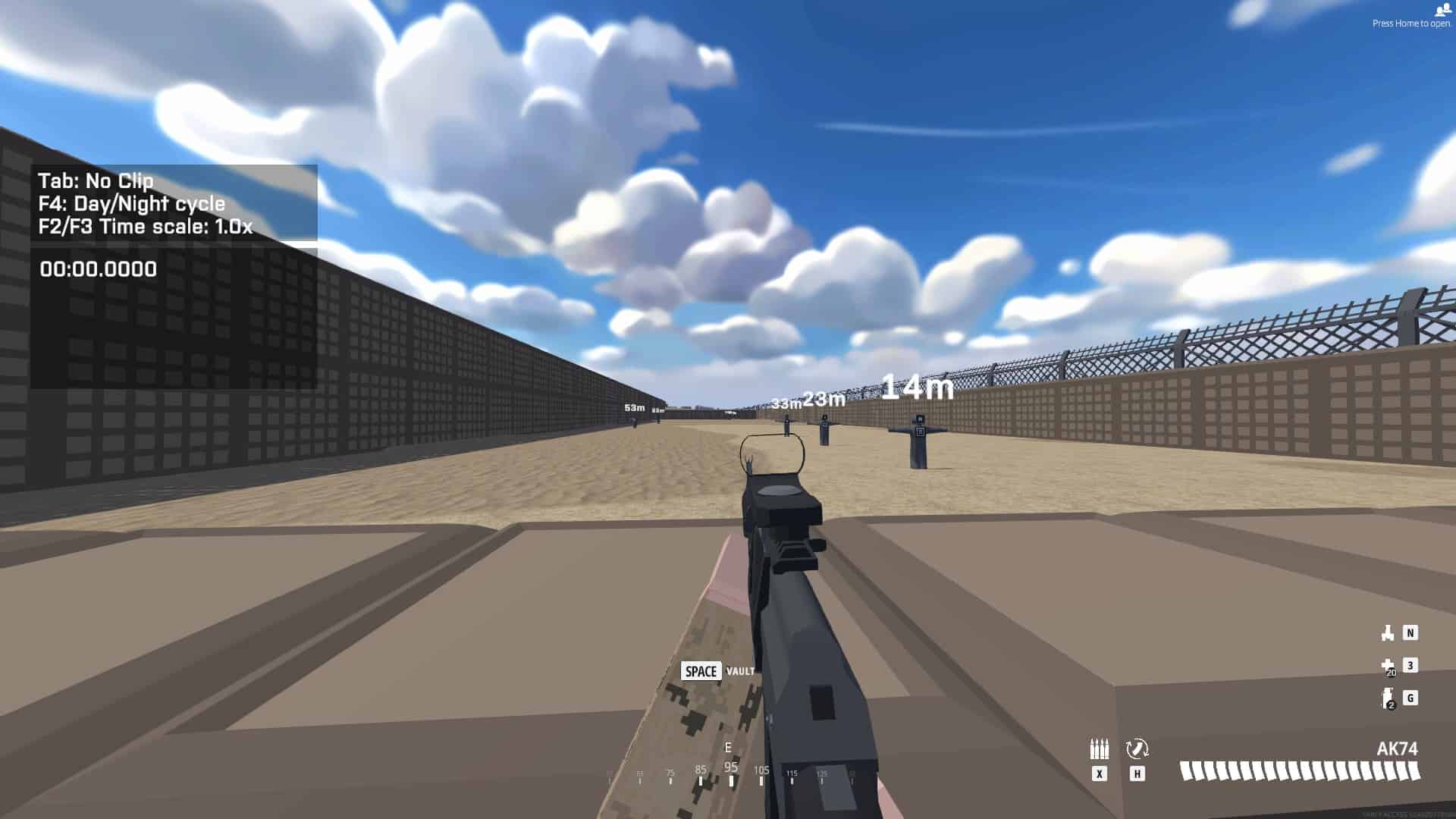 BattleBit Remastered best weapons: An image of the AK74 weapon used in a training range in BattleBit Remastered.