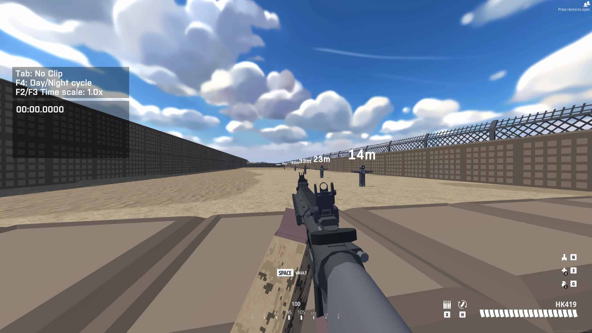 BattleBit Remastered best weapons: An image of the HK419 weapon used in a training range in BattleBit Remastered.