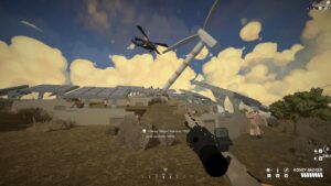 BattleBit Remastered Codes: a falling windmill in one of BattleBit Remastered's maps.