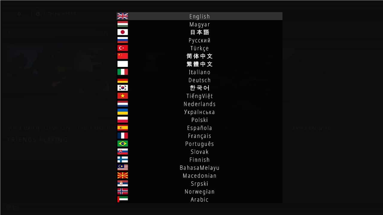 How to change language in BattleBit Remastered: An image of the language menu in BattleBit Remastered.