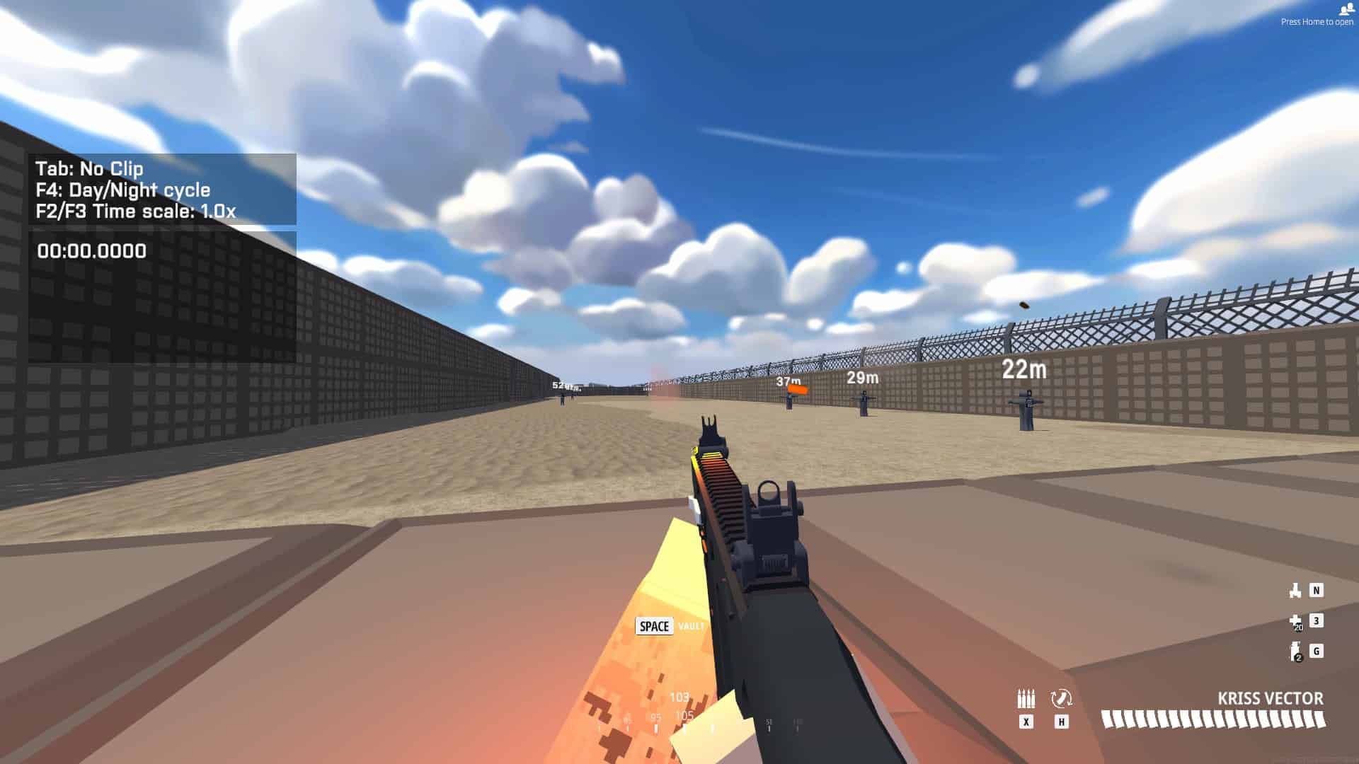 BattleBit Remastered best weapons: An image of the Kriss Vector weapon used in a training range in BattleBit Remastered.