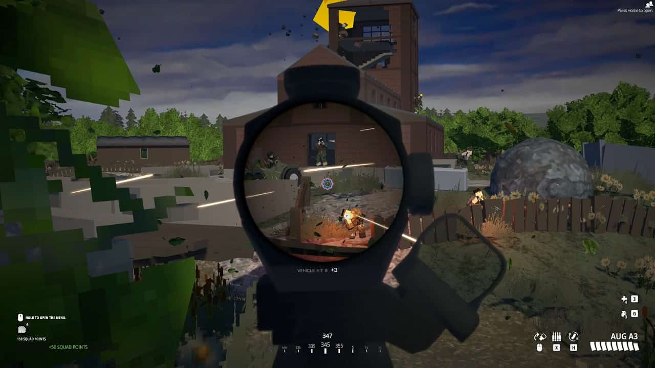 BattleBit Remastered on mobile: An image of a rifle scope as a player aims at an opponent in the game.