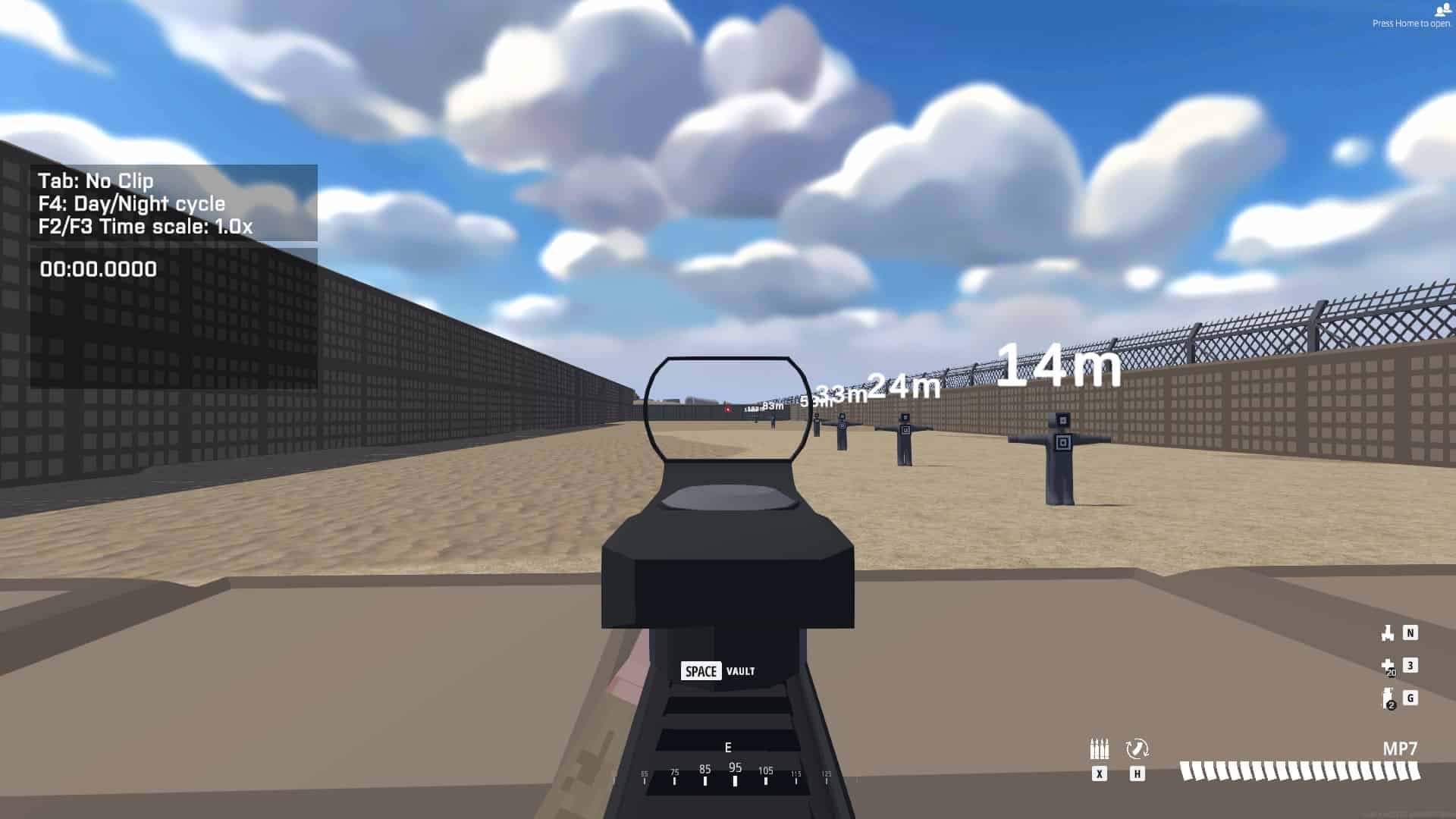 BattleBit Remastered best weapons: An image of the MP7 weapon used in a training range in BattleBit Remastered.