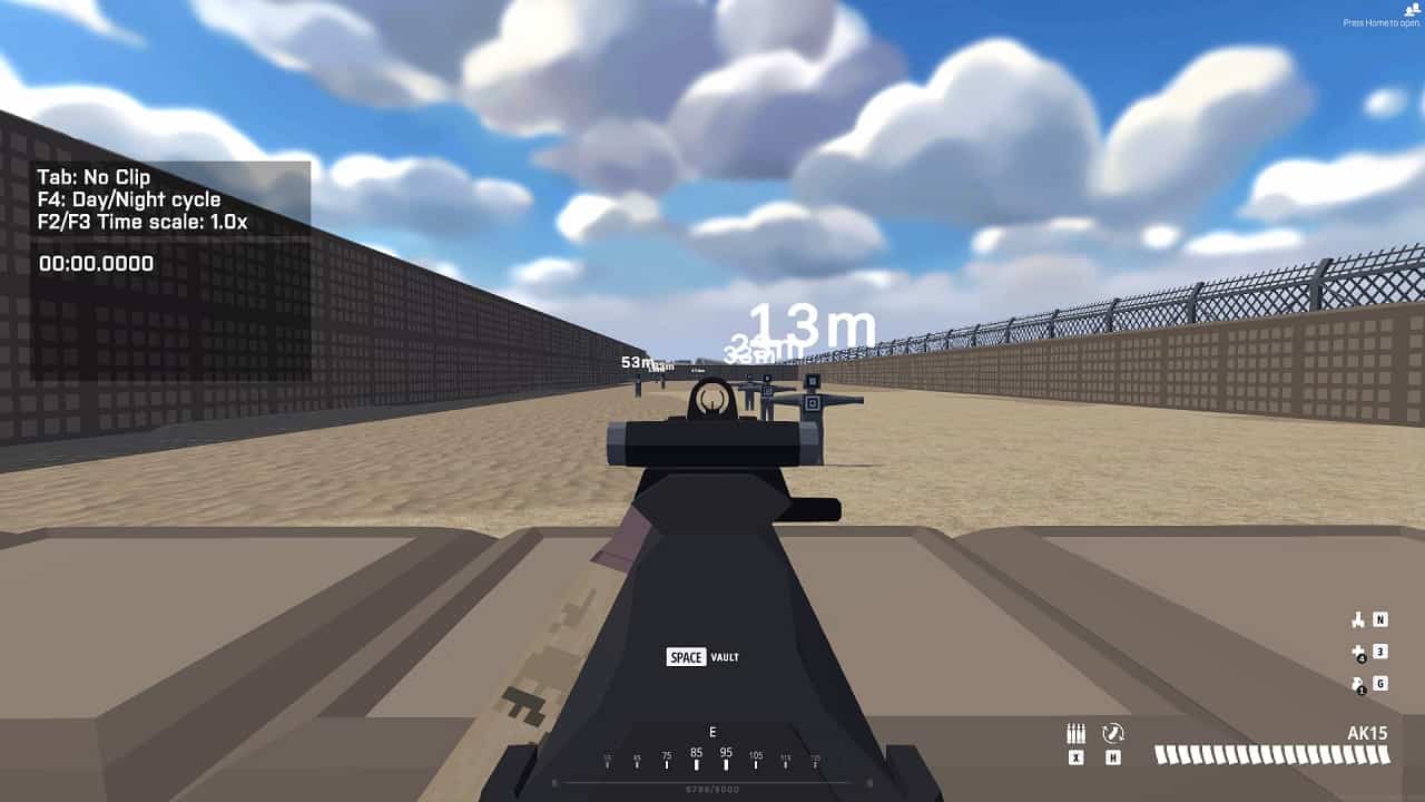 BattleBit Remastered best weapons: An image of the AK15 weapon used in a training range in BattleBit Remastered.