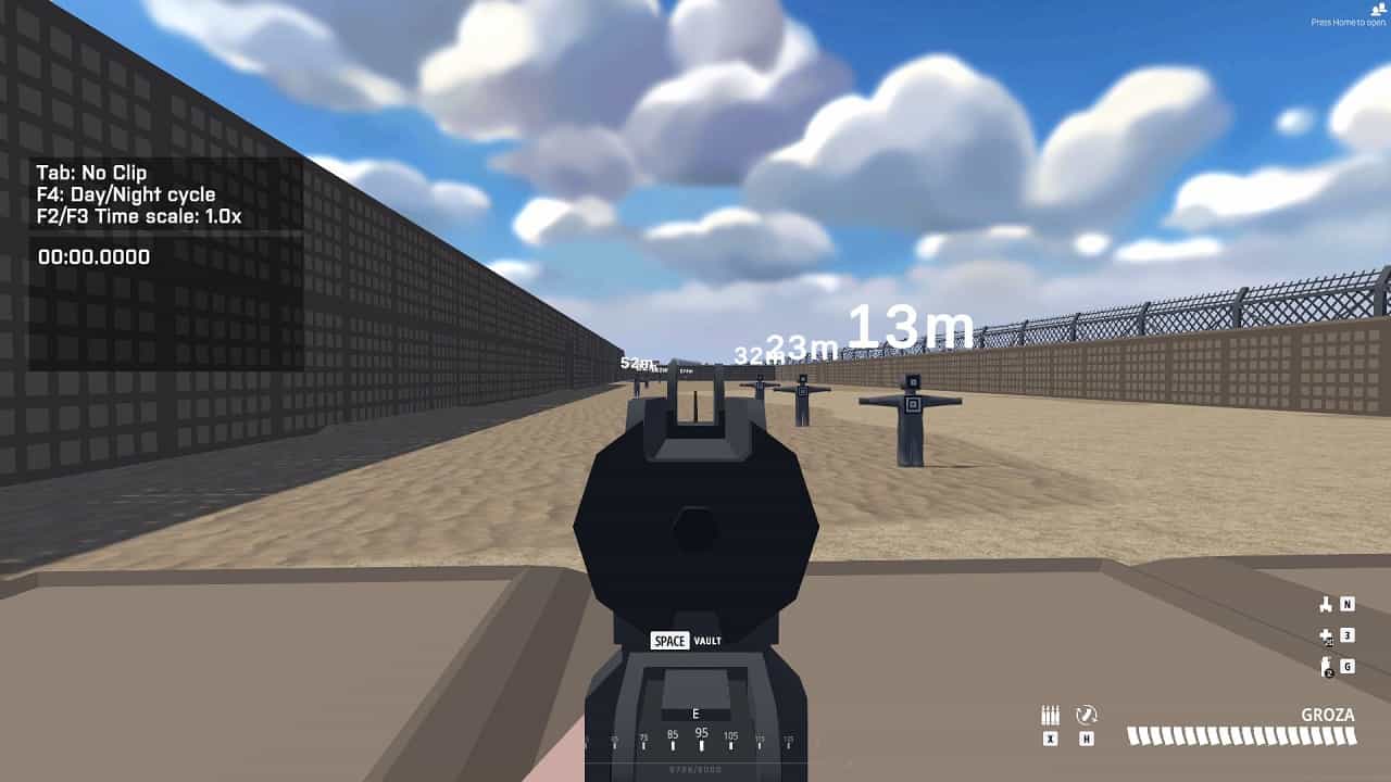 BattleBit Remastered best weapons: An image of the Groza weapon used in a training range in BattleBit Remastered.