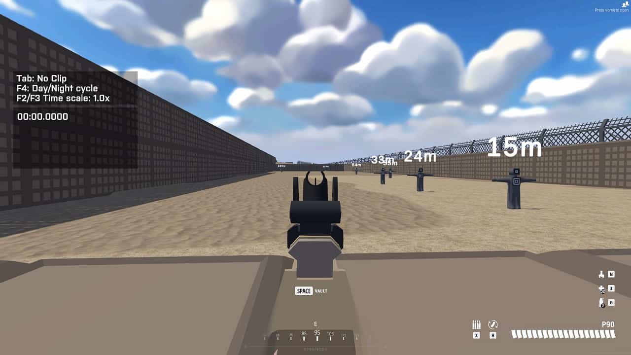 BattleBit Remastered best weapons: An image of the P90 weapon used in a training range in BattleBit Remastered.