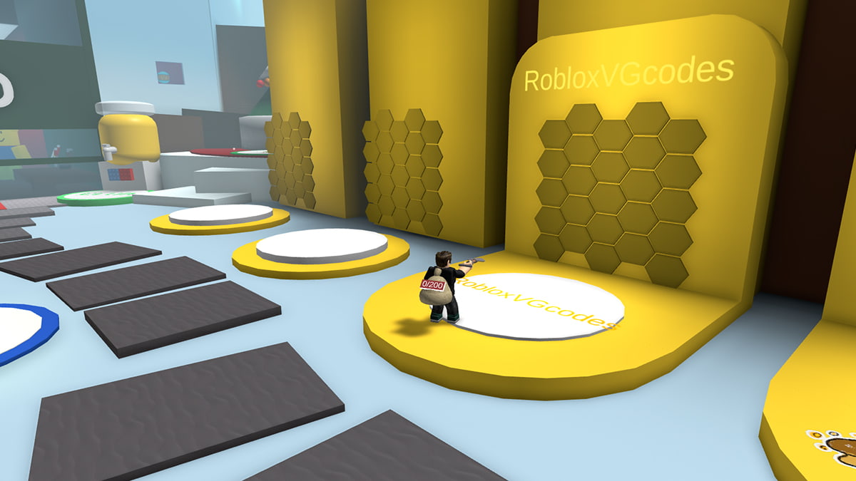 Image of the player in front of their beehive in Bee Swarm Simulator on Roblox.