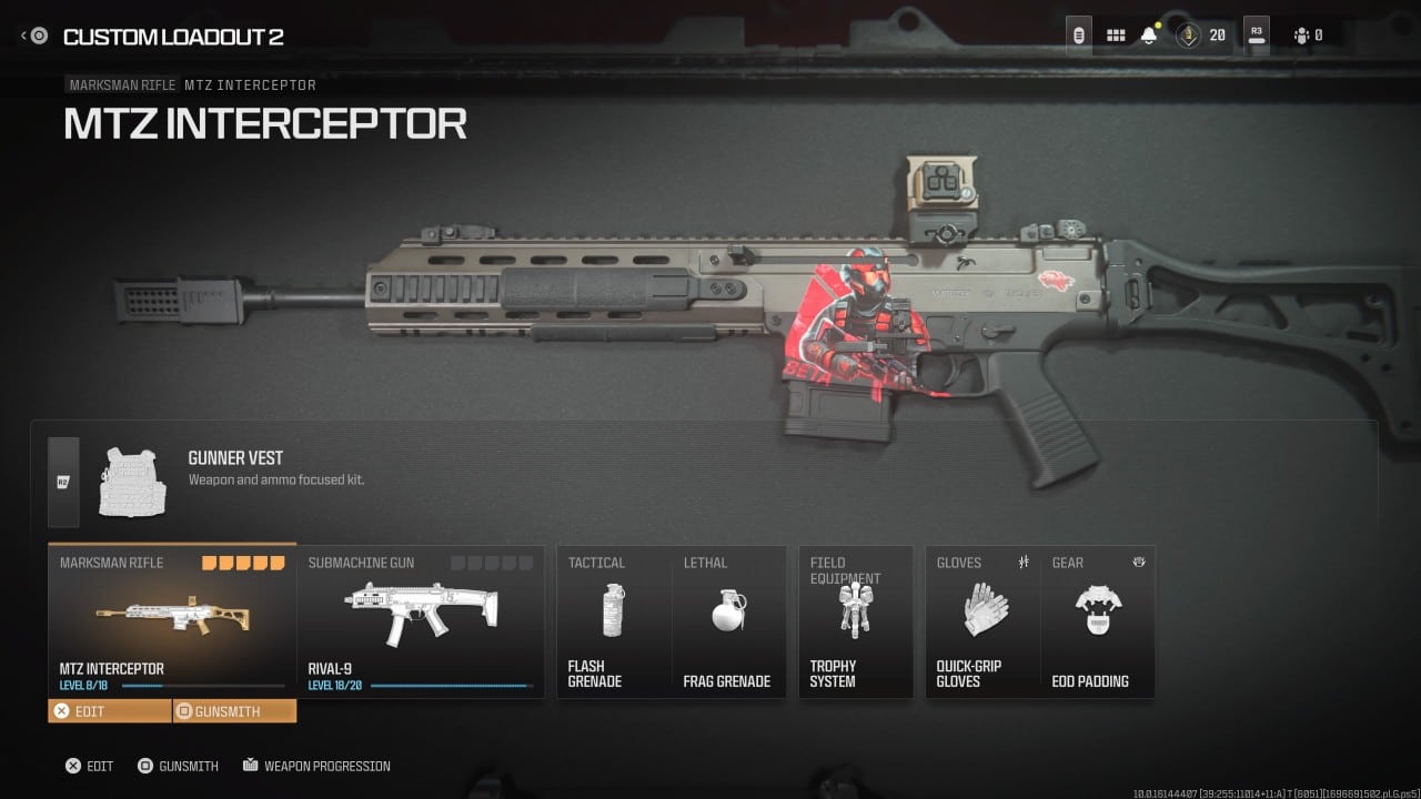 An image of the MTZ Interceptor in the MW3 Gunsmith. Image captured by VideoGamer.