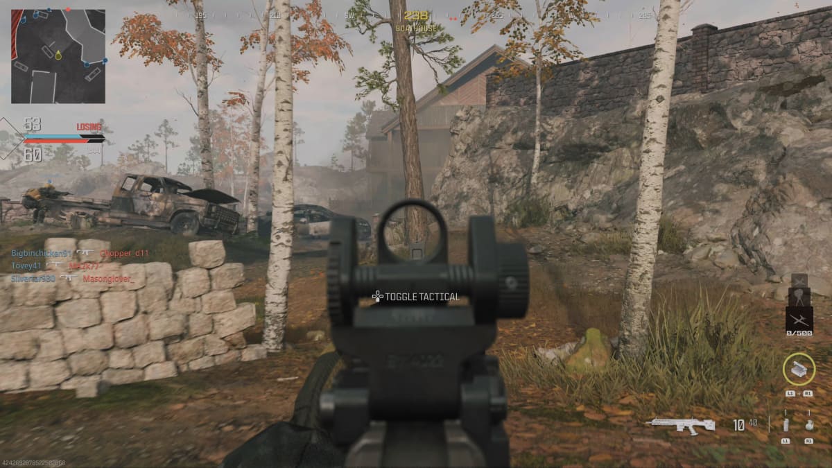 An image of the MTZ Interceptor as a player aims down their sights during a match in MW3. Image captured by VideoGamer.