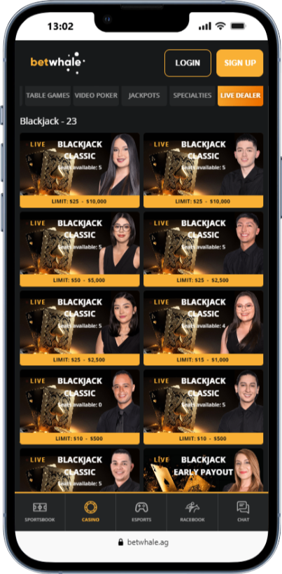 best blackjack sites betwhale live dealers