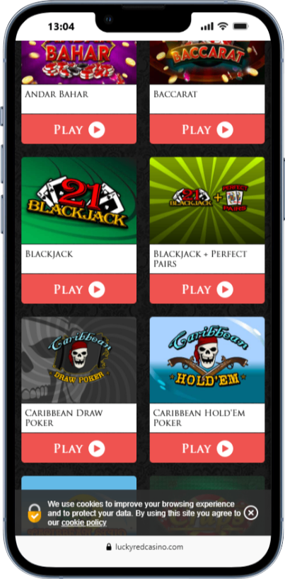 blackjack sites lucky red games
