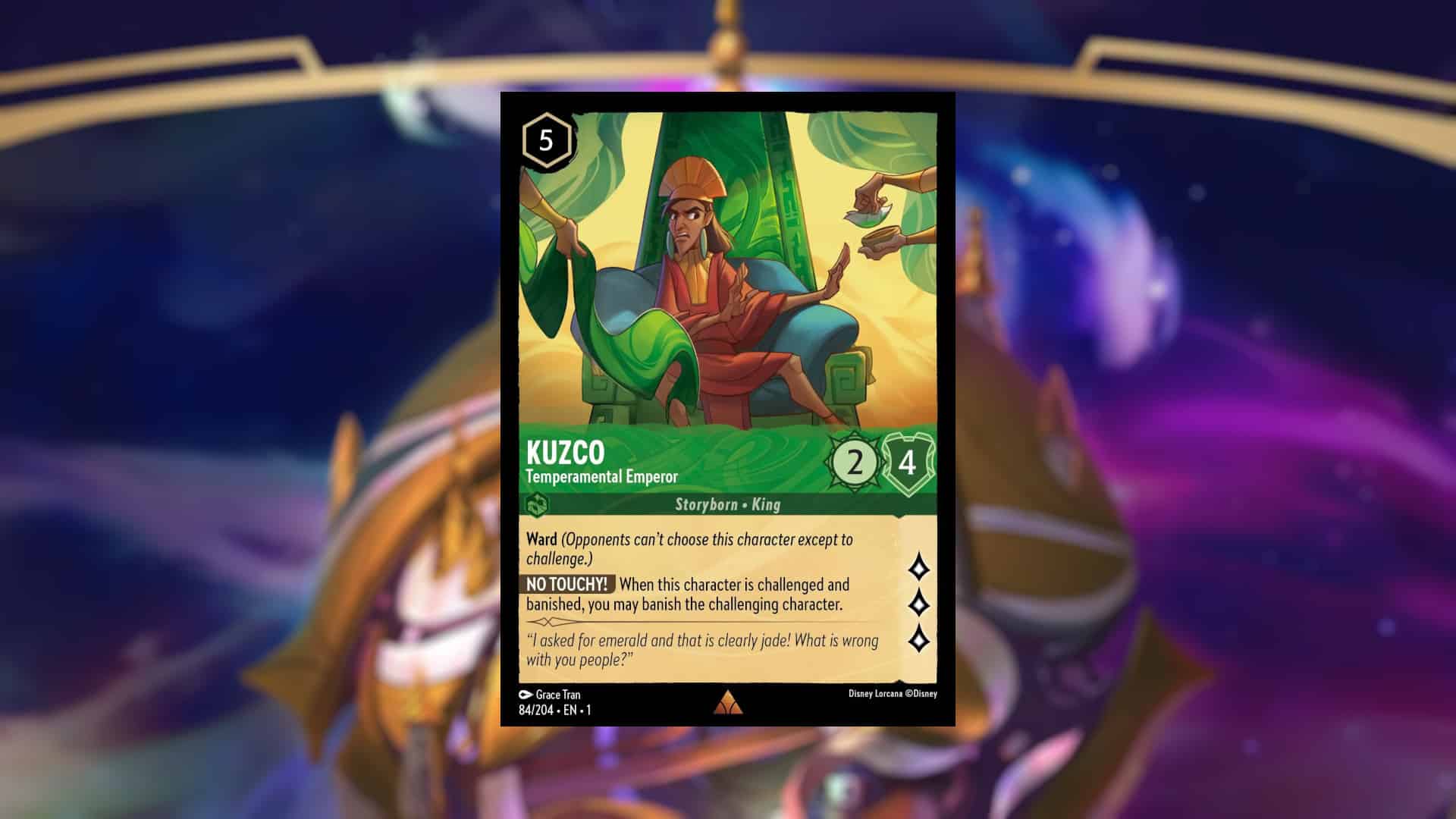 Picture of the Disney Lorcana card, Kuzco - Temperamental Emperor
