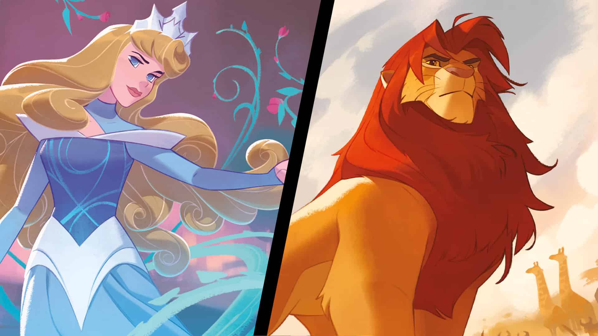 Picture of Aurora and Simba in the Disney Lorcana starter deck Steel / Sapphire