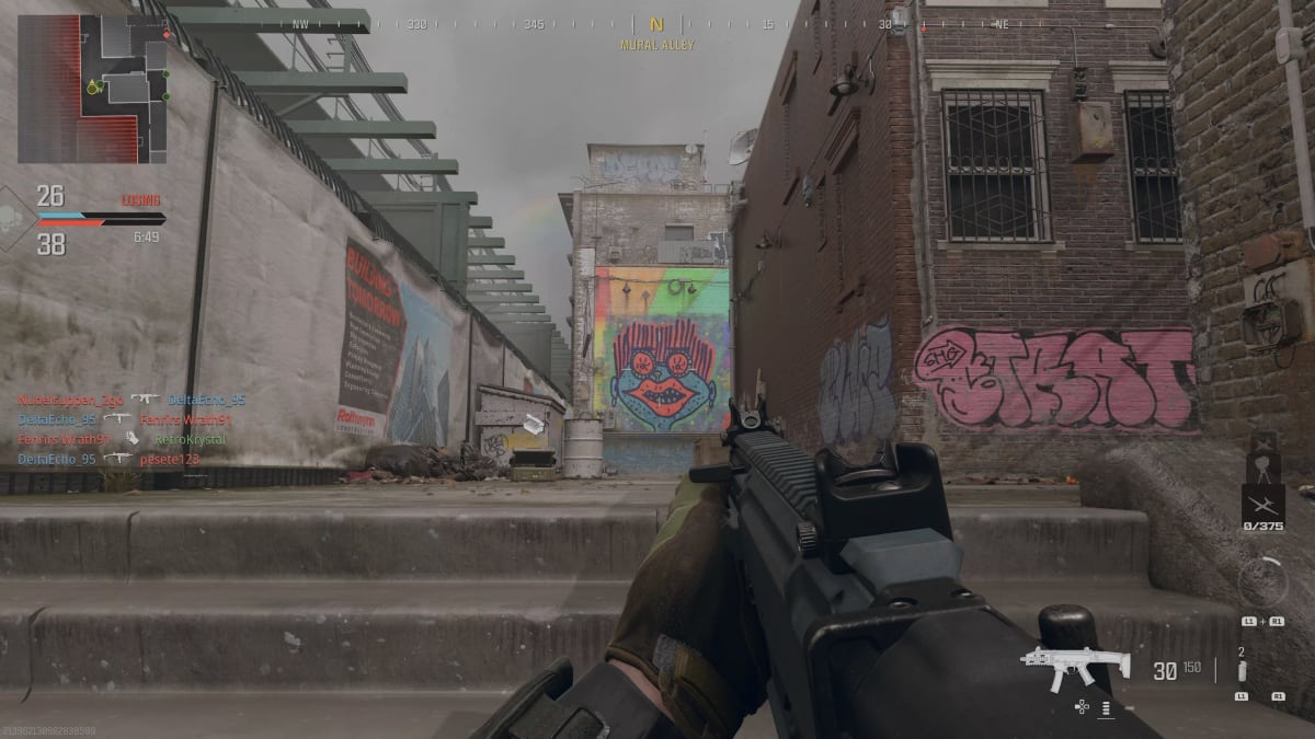 A screenshot of Call of Duty Blackout featuring graffiti in the background.
