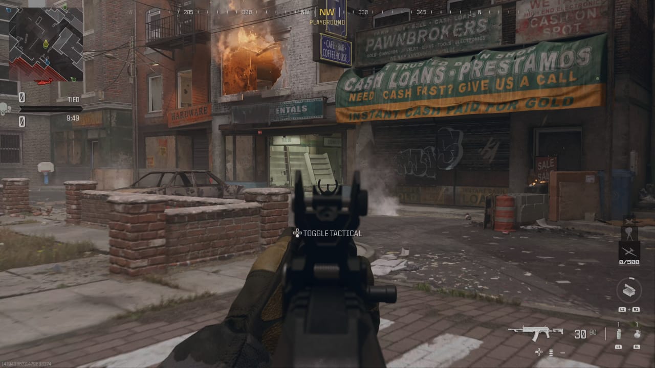 An image of the SVA 545 rifle iron sights in combat in MW3. Image captured by VideoGamer.