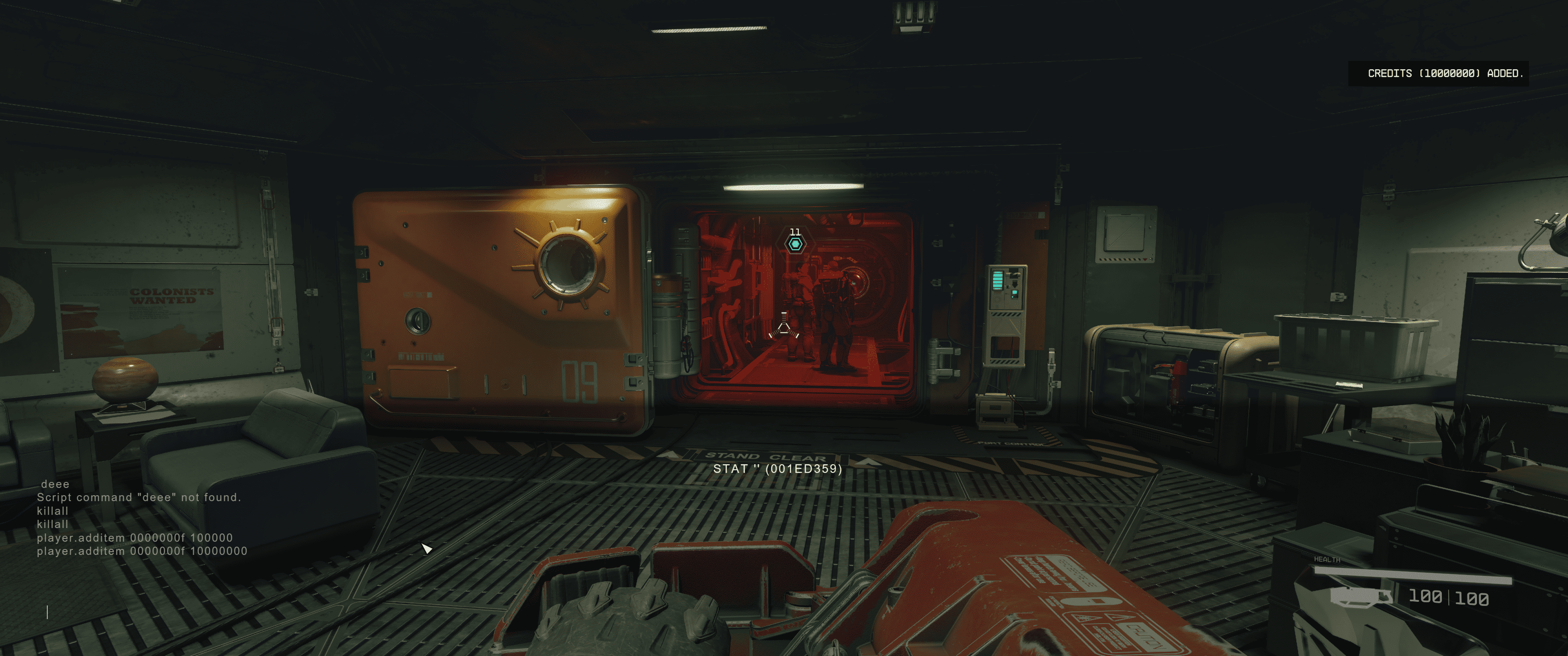 screenshot of ultrawide gameplay on starfield inside a spaceship