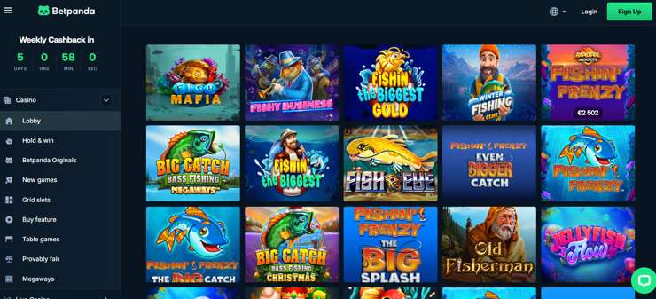 Fishin Frenzy slot game and other slots at BetPanda