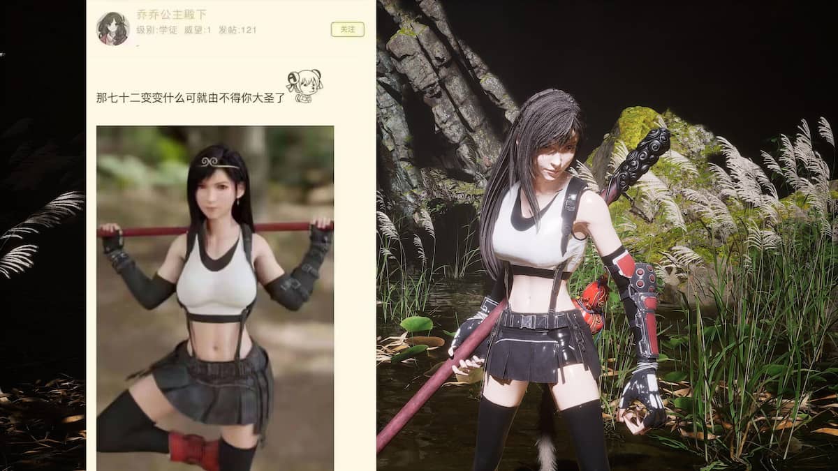 Image of the Play as Tifa mod in Black Myth: Wukong.