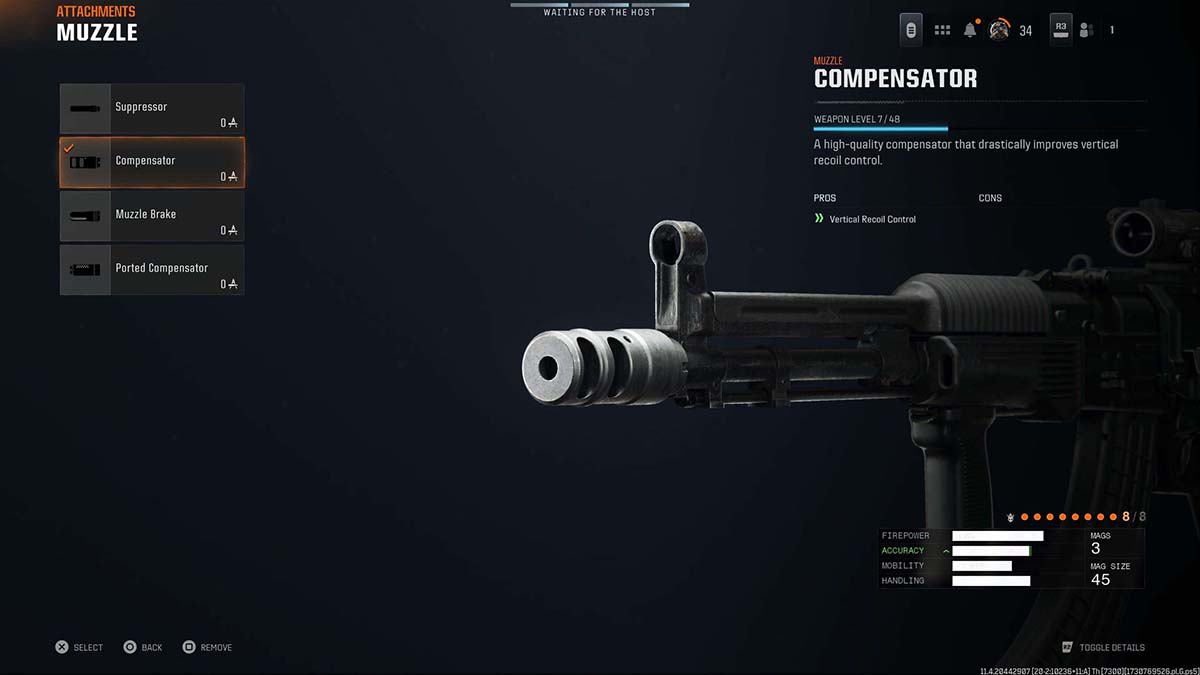 Black Ops 6 AEK-973 Compensator attachment in gunsmith
