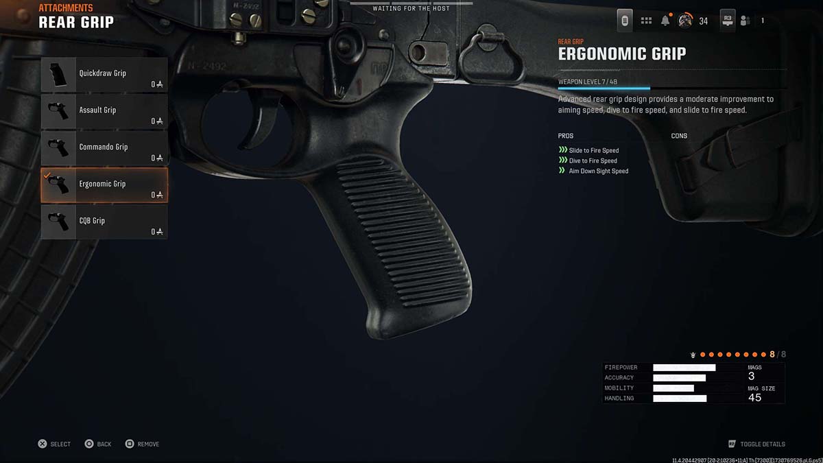 Black Ops 6 AEK-973 Ergonomic Grip attachment in gunsmith