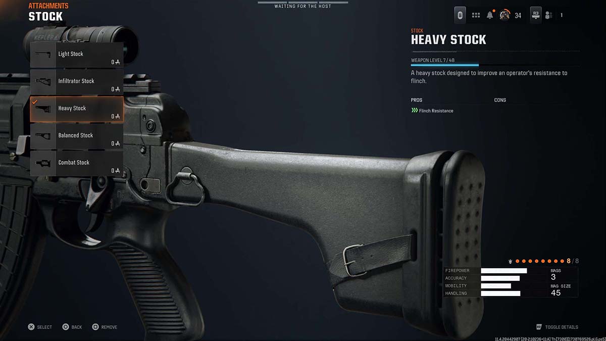 Black Ops 6 AEK-973 Heavy Stock attachment in gunsmith