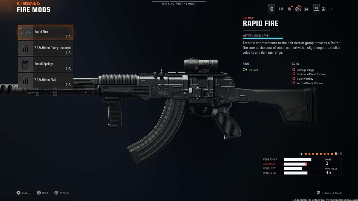 Black Ops 6 AEK-973 Rapid Fire attachment in gunsmith